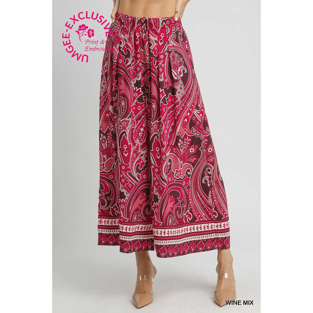 C5491 - Umgee Mix Paisley Wide-Leg Bohemian Pants Various Sizes